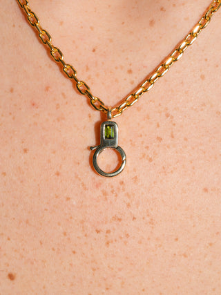 Green Tourmaline Lobby Clasp in Yellow 10k Gold