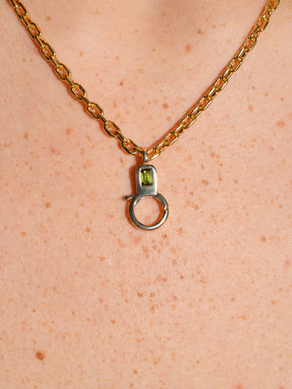 Green Tourmaline Lobby Clasp in Yellow 10k Gold