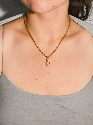 Green Tourmaline Lobby Clasp in Yellow 10k Gold