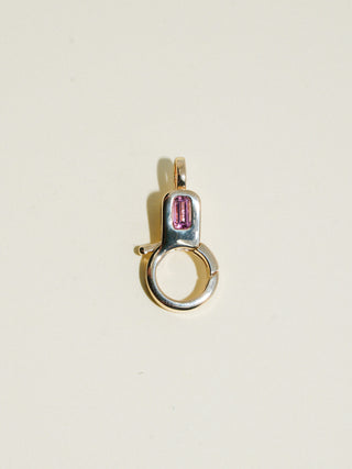 Pink Tourmaline Lobby Clasp in Yellow 10k Gold