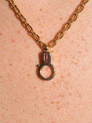 Pink Tourmaline Lobby Clasp in Yellow 10k Gold