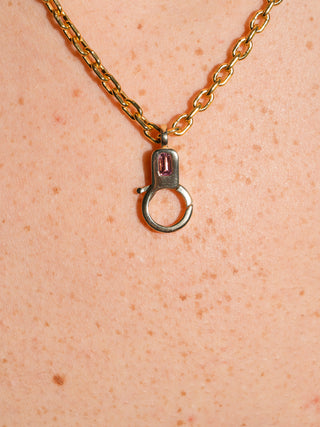 Pink Tourmaline Lobby Clasp in Yellow 10k Gold