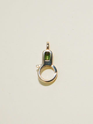Green Tourmaline Lobby Clasp in Yellow 10k Gold