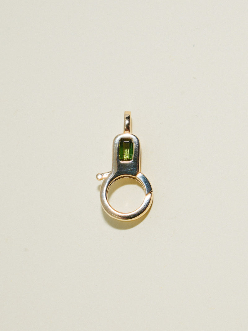 Green Tourmaline Lobby Clasp in Yellow 10k Gold