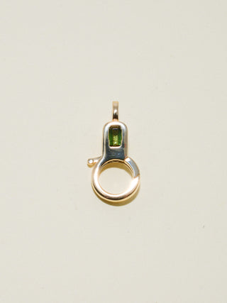 Green Tourmaline Lobby Clasp in Yellow 10k Gold