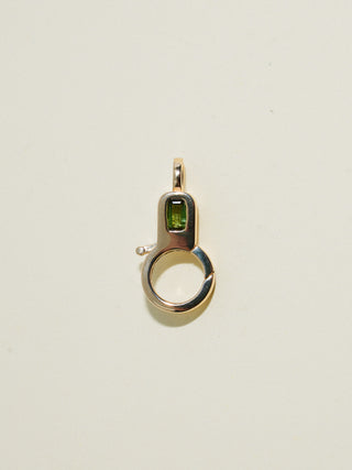 Green Tourmaline Lobby Clasp in Yellow 10k Gold