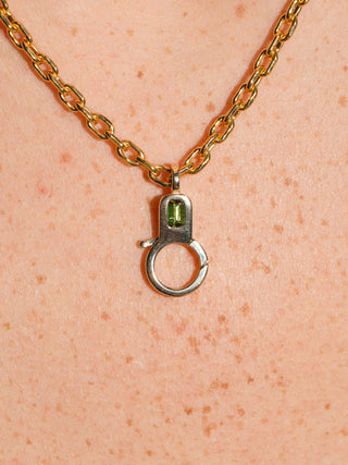 Green Tourmaline Lobby Clasp in Yellow 10k Gold