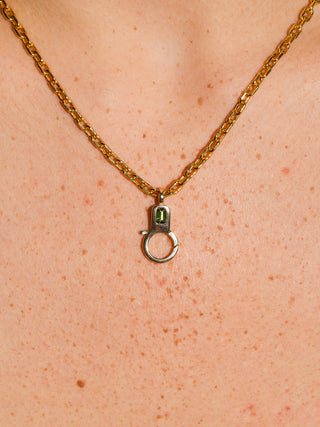 Green Tourmaline Lobby Clasp in Yellow 10k Gold