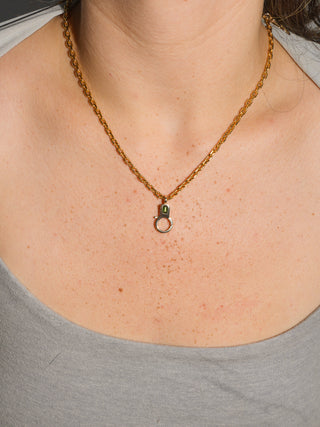Green Tourmaline Lobby Clasp in Yellow 10k Gold