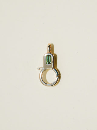 Green Tourmaline Lobby Clasp in Yellow 10k Gold