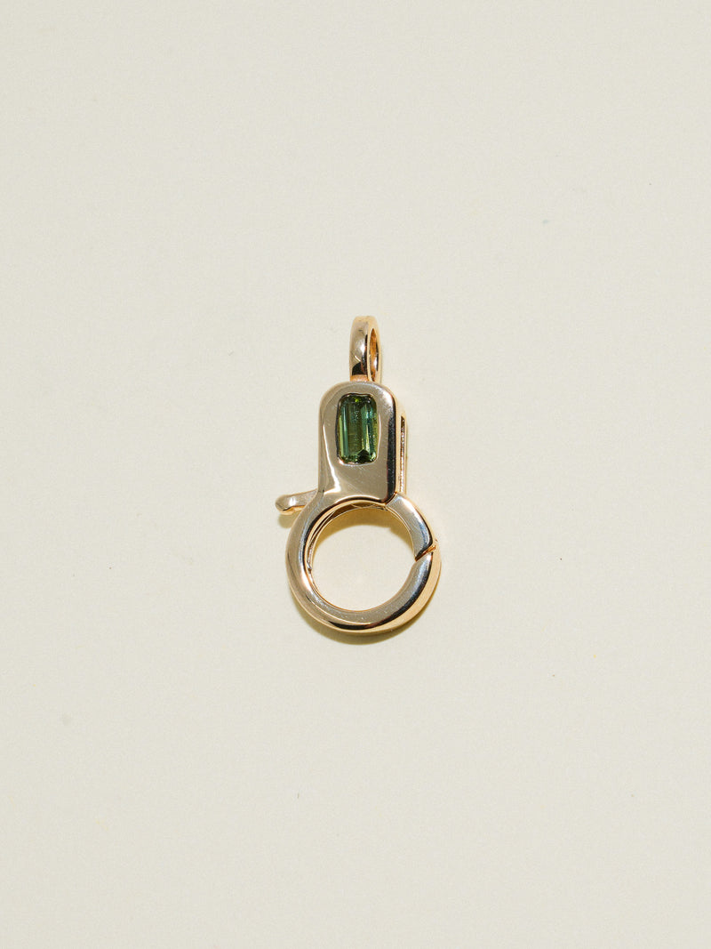 Green Tourmaline Lobby Clasp in Yellow 10k Gold