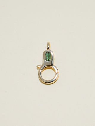 Green Tourmaline Lobby Clasp in Yellow 10k Gold