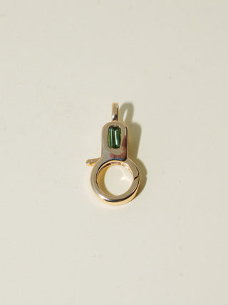 Green Tourmaline Lobby Clasp in Yellow 10k Gold