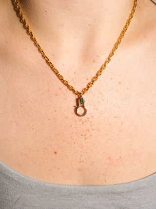 Green Tourmaline Lobby Clasp in Yellow 10k Gold