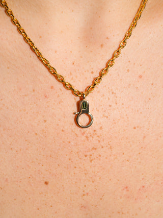 Green Tourmaline Lobby Clasp in Yellow 10k Gold