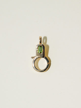 Green Tourmaline Lobby Clasp in Yellow 14k Gold