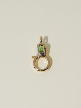 Green Tourmaline Lobby Clasp in Yellow 14k Gold