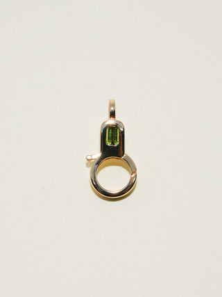 Green Tourmaline Lobby Clasp in Yellow 14k Gold