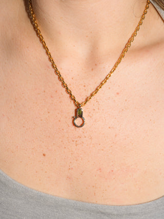 Green Tourmaline Lobby Clasp in Yellow 14k Gold
