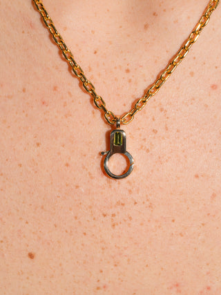 Green Tourmaline Lobby Clasp in Yellow 14k Gold