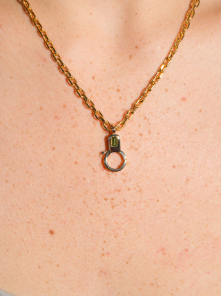 Green Tourmaline Lobby Clasp in Yellow 14k Gold