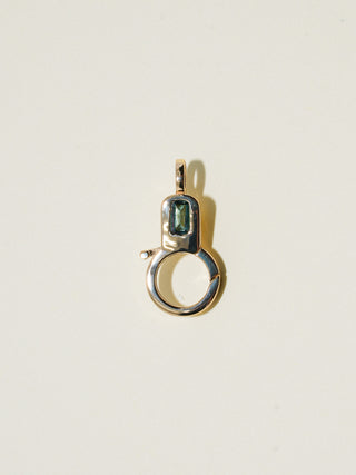 Green Tourmaline Lobby Clasp in Yellow 14k Gold