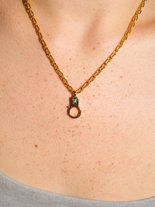 Green Tourmaline Lobby Clasp in Yellow 14k Gold