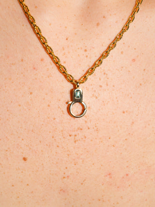 Green Tourmaline Lobby Clasp in Yellow 14k Gold