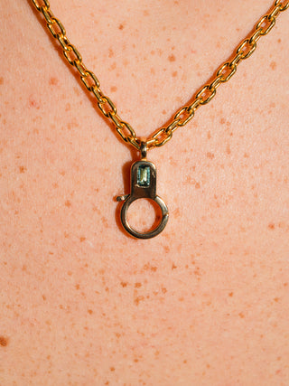 Green Tourmaline Lobby Clasp in Yellow 14k Gold