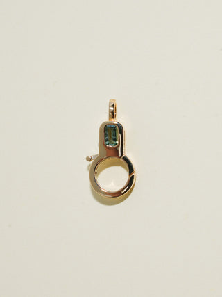 Green Tourmaline Lobby Clasp in Yellow 14k Gold