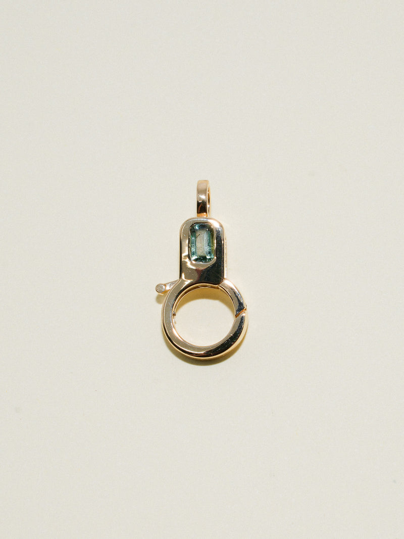Green Tourmaline Lobby Clasp in Yellow 14k Gold