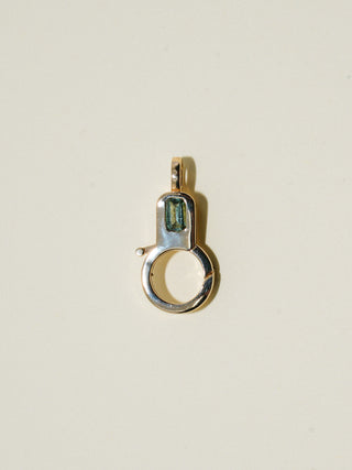 Green Tourmaline Lobby Clasp in Yellow 14k Gold
