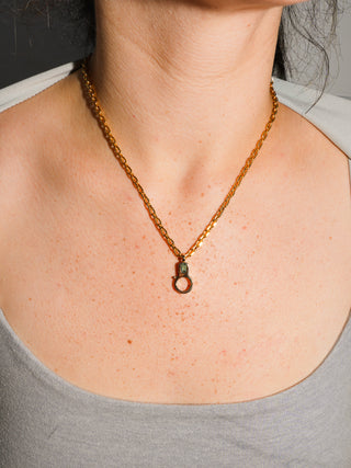 Green Tourmaline Lobby Clasp in Yellow 14k Gold