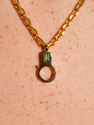 Green Tourmaline Lobby Clasp in Yellow 14k Gold