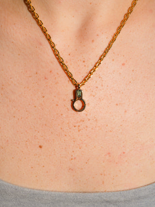 Green Tourmaline Lobby Clasp in Yellow 14k Gold