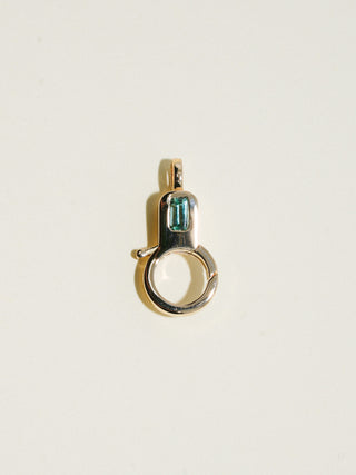 Green Tourmaline Lobby Clasp in Yellow 14k Gold
