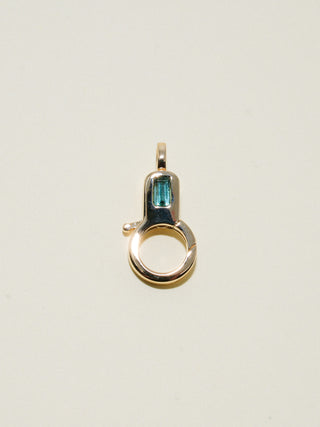 Green Tourmaline Lobby Clasp in Yellow 14k Gold