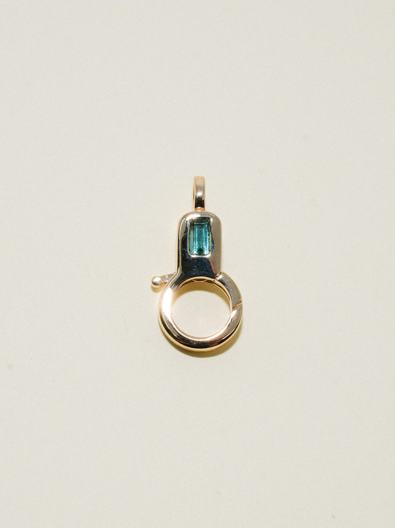 Green Tourmaline Lobby Clasp in Yellow 14k Gold