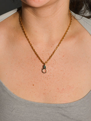 Green Tourmaline Lobby Clasp in Yellow 14k Gold