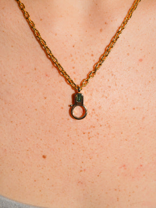Green Tourmaline Lobby Clasp in Yellow 14k Gold