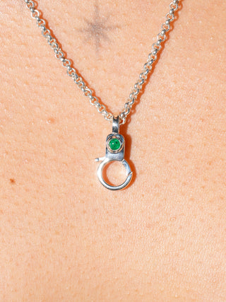 Emerald Mini Jelly Lobby Clasp in Sterling Silver