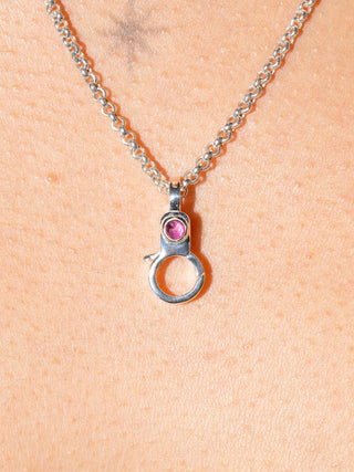 Pink Tourmaline Mini Jelly Lobby Clasp in Sterling Silver