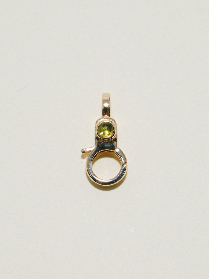 Green Tourmaline Mini Jelly Lobby Clasp in Yellow 14k Gold