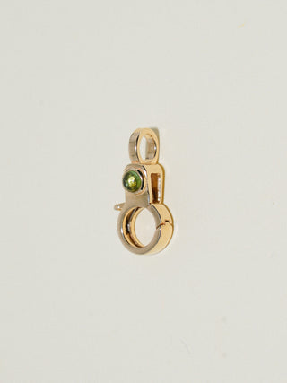 Green Tourmaline Mini Jelly Lobby Clasp in Yellow 14k Gold