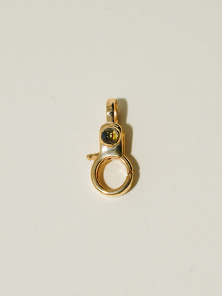 Green Tourmaline Mini Jelly Lobby Clasp in Gold Vermeil