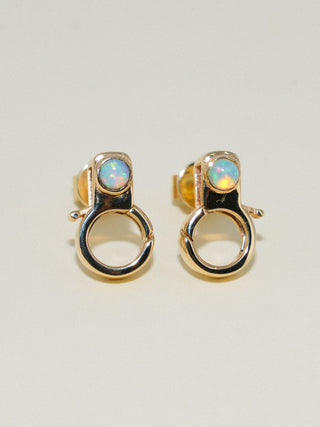 Opal Lobby Earrings in Yellow 14k Gold