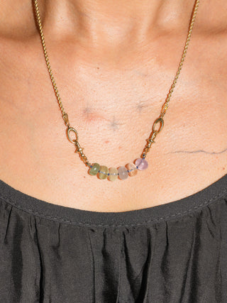 Peacock Fluorite Connector in Yellow 14k Gold