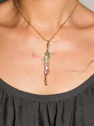 Peacock Fluorite Connector in Yellow 14k Gold