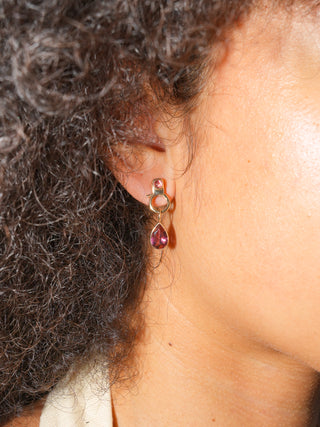 Pink Tourmaline Lobby Earrings in Yellow 14k Gold