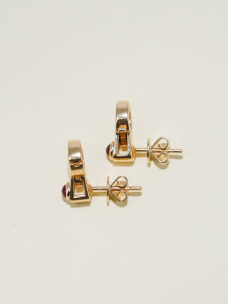 Pink Tourmaline Lobby Earrings in Yellow 14k Gold
